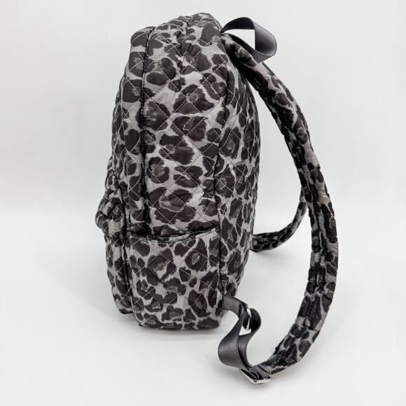 MZ Wallace Backpack Metro Leopard Quilted Top‎ Handle Pocket Nylon Travel Gray - Picture 5 of 9